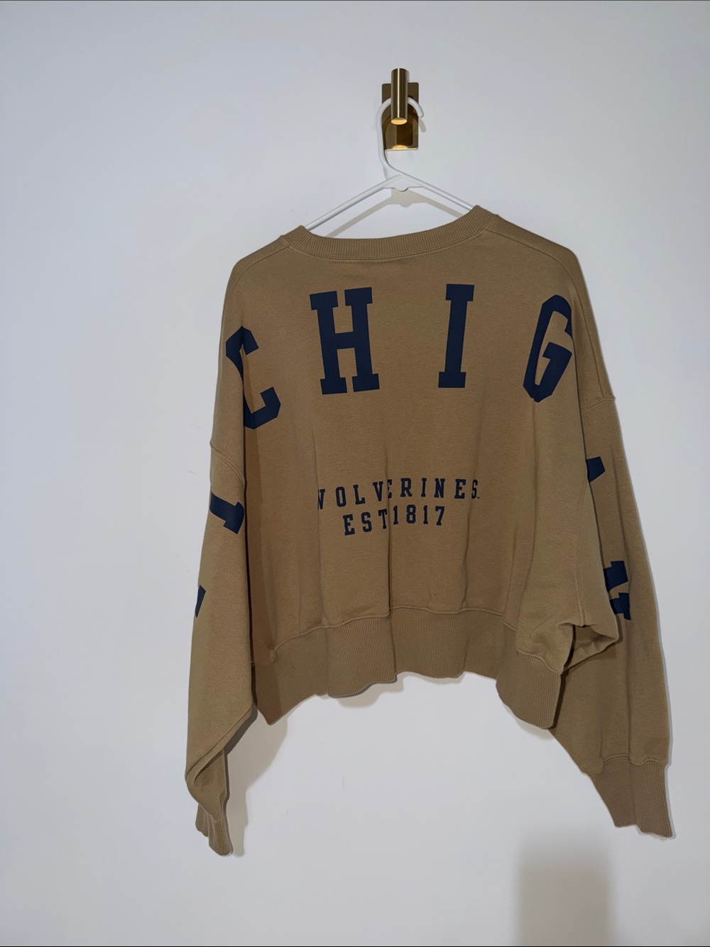 Jordan Women’s Michigan Wolverines Cropped Sweatshirt - Tan size small